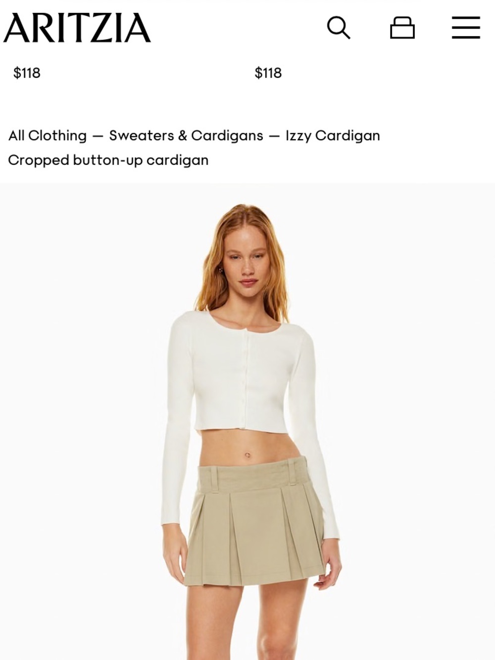 Aritzia Sunday Best Cropped Cardigan Size Small